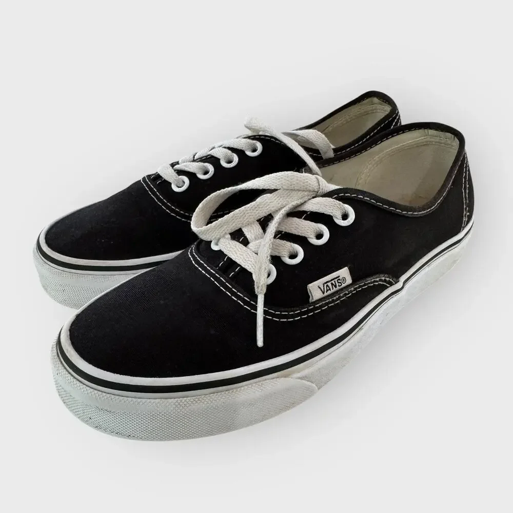Vans Authentic Canvas Skate Shoes US 5 Black Low Top Lace Up Classic Sneakers